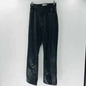 Abercrombie & Fitch The 90's Straight High Rise Vegan Leather Black Size 26